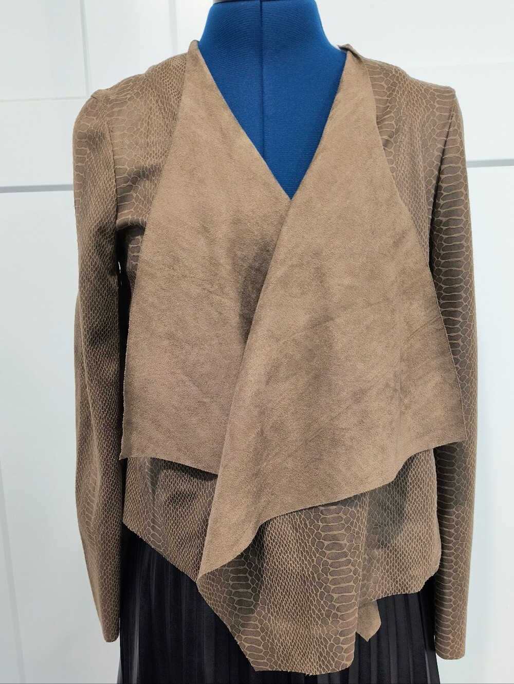 NWT Blank NYC Taupe Snake-Embossed Draped Jacket